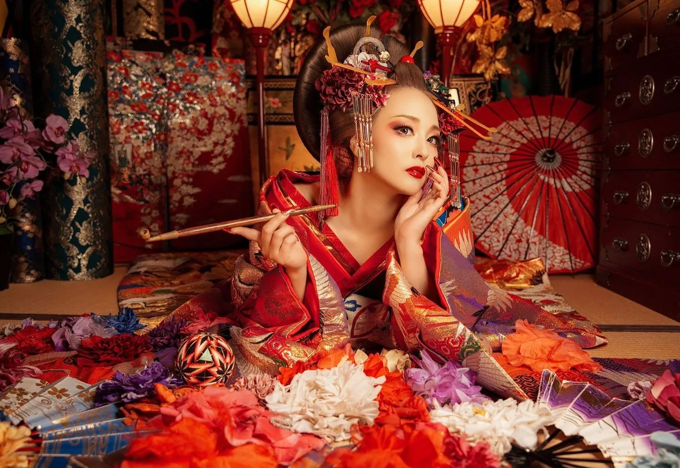 A photo from the oiran experience at KOKORO HANASHIZUKU