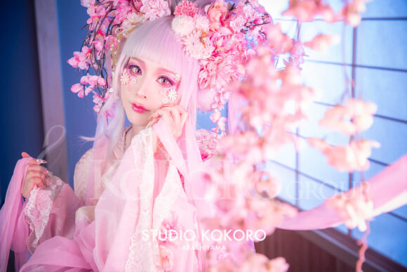 桜　着物　変身写真