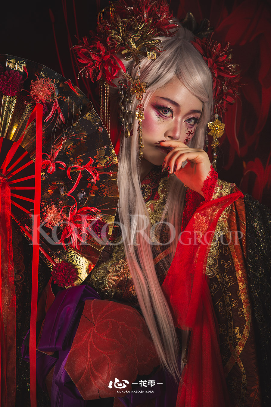 白ロングウィッグの彼花姫スタイル