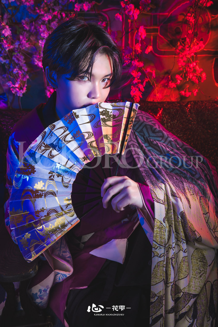 Men’s kimono portrait from a traditional Japanese transformation experience in Kyoto