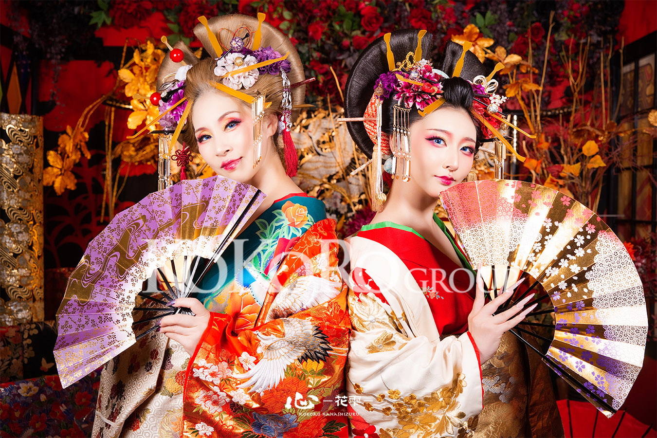 親子で華やかに大変身♡白金＆夕鶴で楽しむ本格花魁体験｜心-花雫-