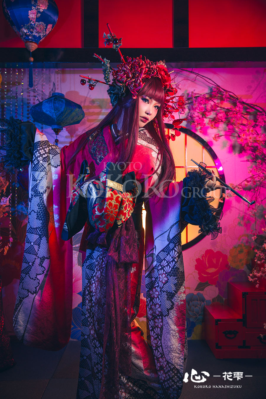 京都・祇園の心-花雫-「艶結び」プラン、宵の間での着物撮影